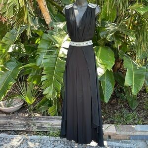 Haute hippie silk beaded wide leg jumpsuit